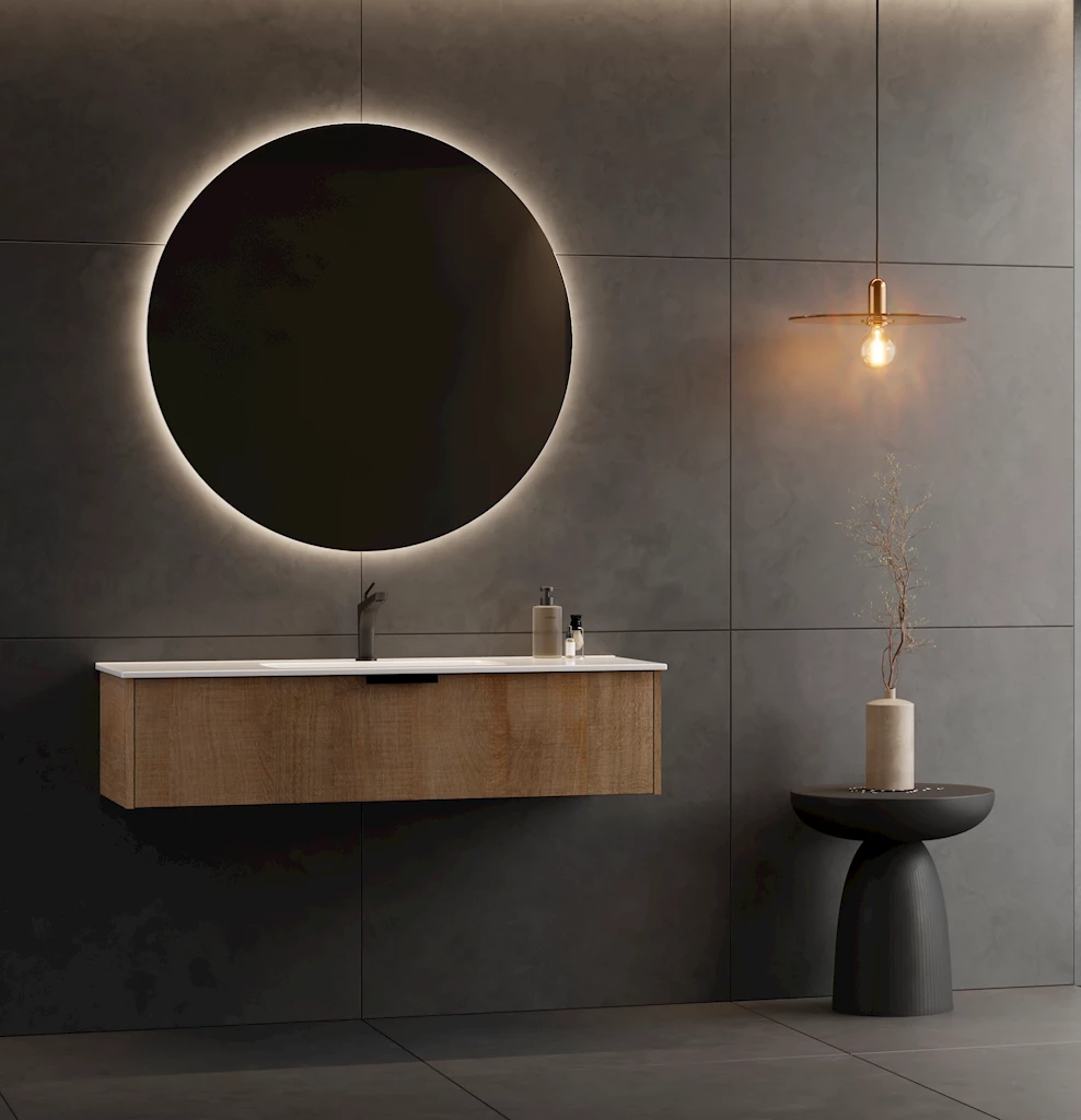 Moon 100 rundt speil med lys/antidugg Moon 100 rundt speil med lys/antidugg